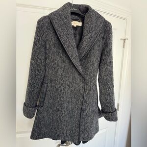 Trina Turk Charcoal Tweed Trench Coat